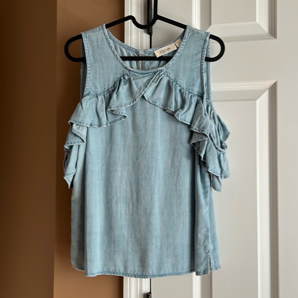 Light denim style off the shoulder top